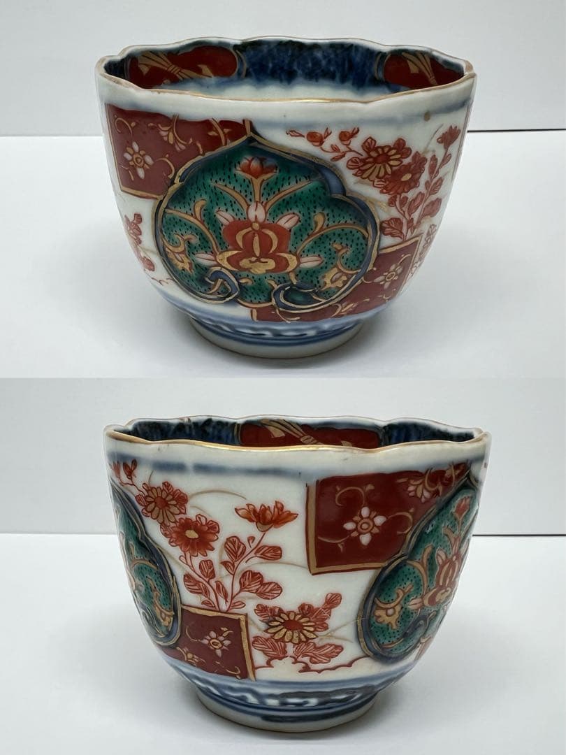 時代物 大明年製 蕎麦猪口 染付 金彩色絵 5客揃