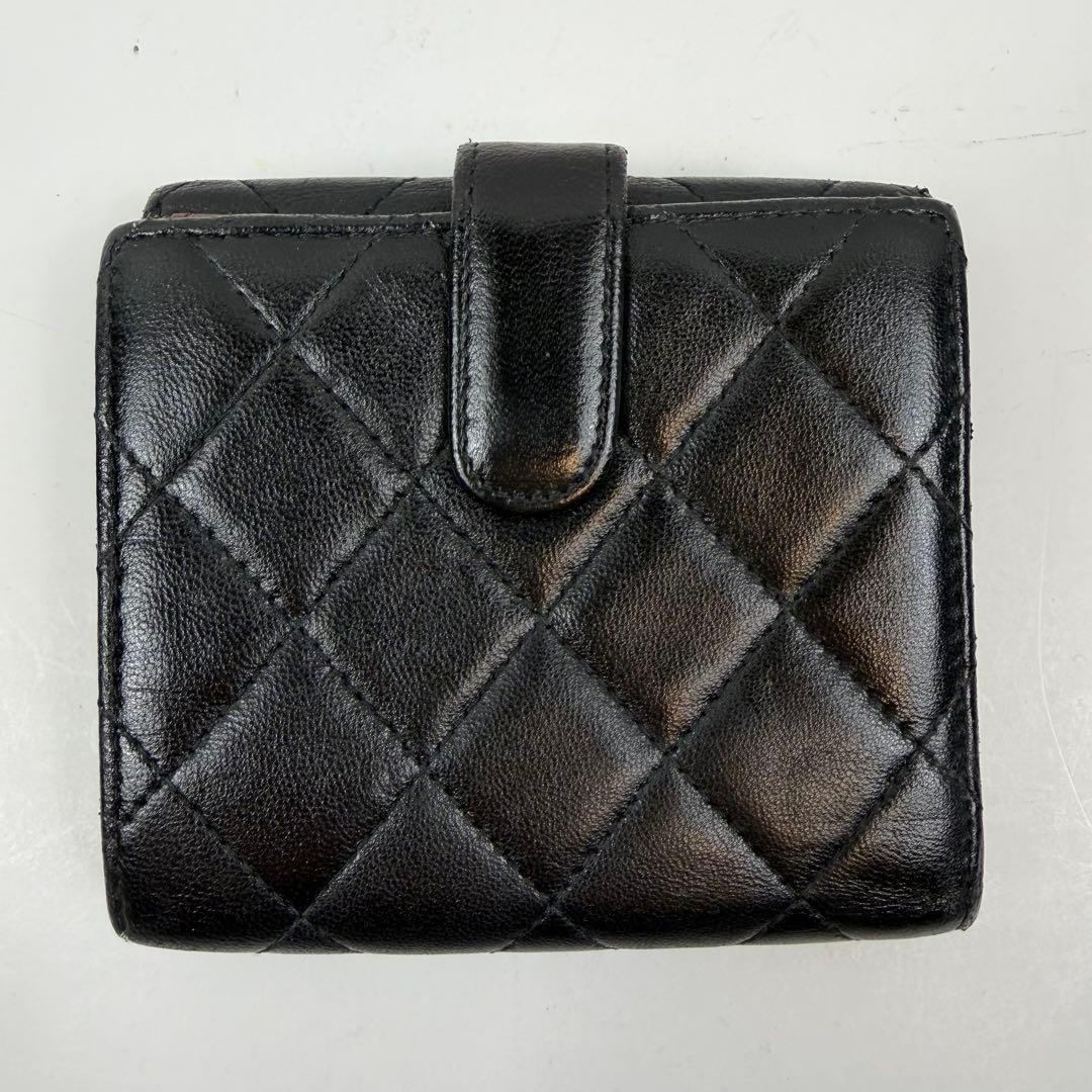 CHANEL ラムスキン Wホック 二つ折り財布 シャネル 箱付き