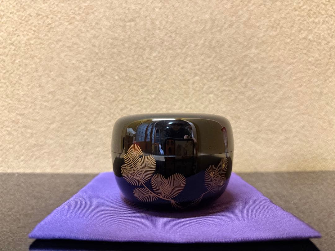 加賀蒔絵　村田百川　〆かざり蒔絵　平棗　共箱　 内梨地