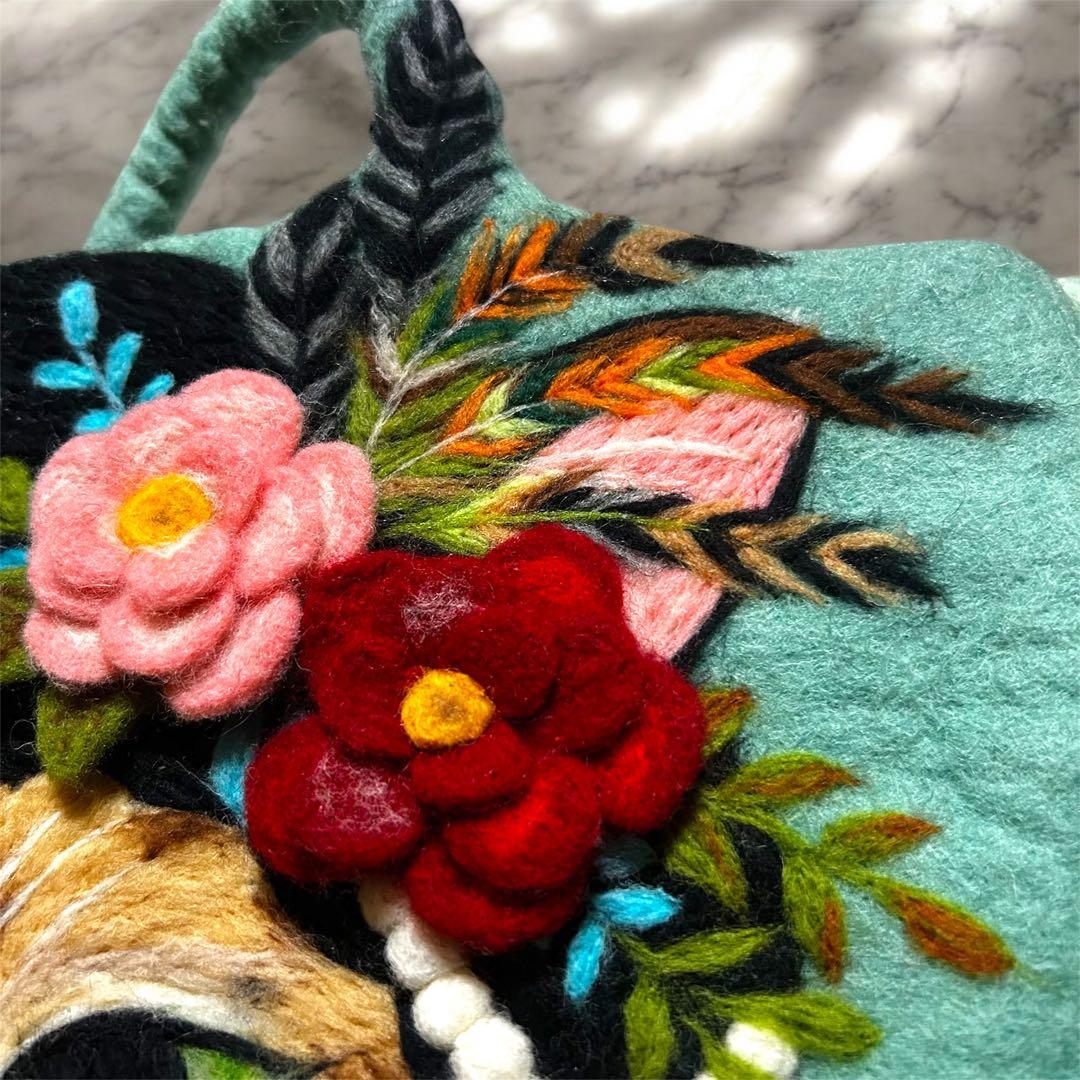 【レア❤️】ショルダータイプ　羊毛立体フェルトバッグ　ハンドメイド　猫バッグ　A4