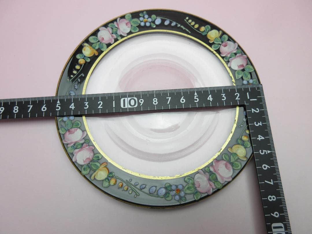 ビンテージ プレート付き 花模様 デザートグラス 70905