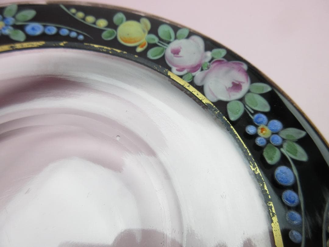 ビンテージ プレート付き 花模様 デザートグラス 70905