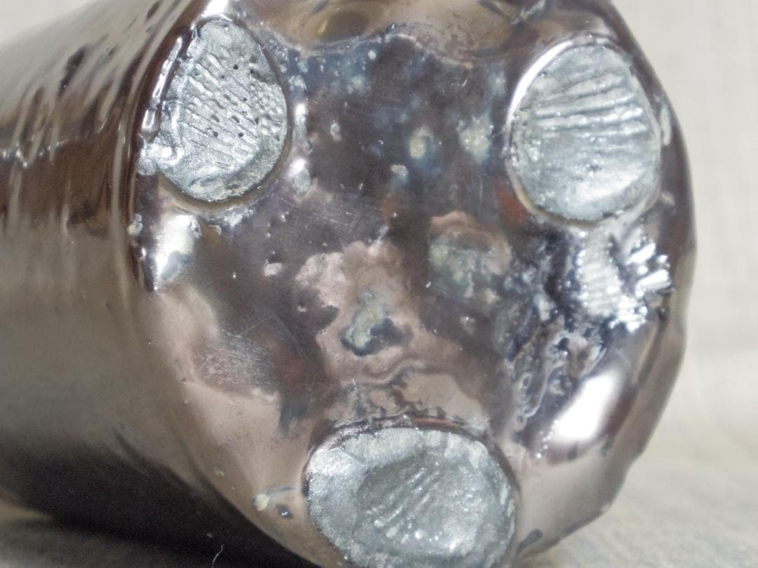 未使用★市川透【師：隠崎隆一】シルバー切立《カップ＆ソーサー》★共箱・共布