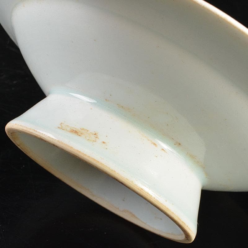 中国　影青　蓮弁刻　輪花盃　盃台　M　7291E