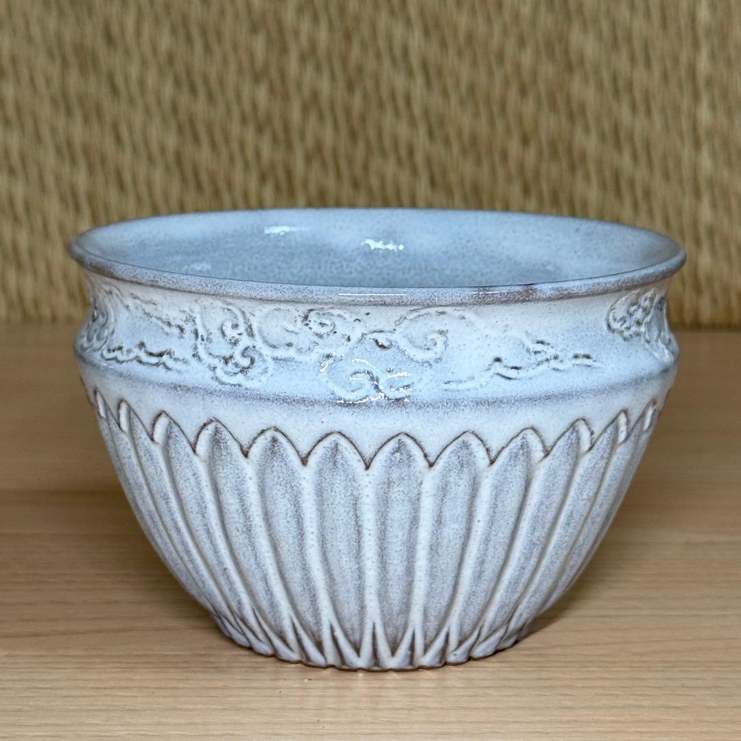 萩焼 十三代 坂田 泥華 菊 建水 山口県指定無形文化財 茶道具 共箱 栞