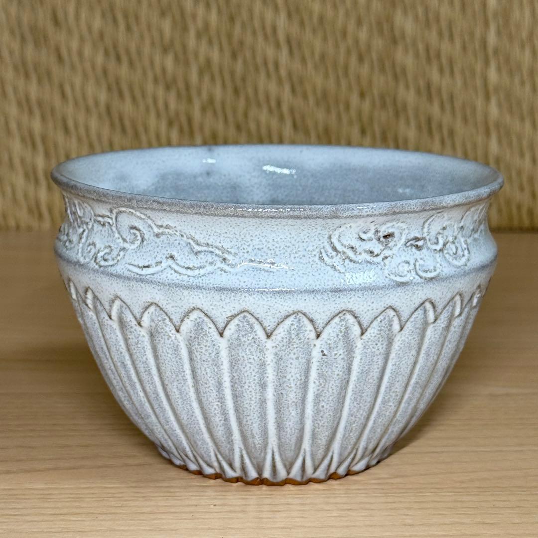 萩焼 十三代 坂田 泥華 菊 建水 山口県指定無形文化財 茶道具 共箱 栞