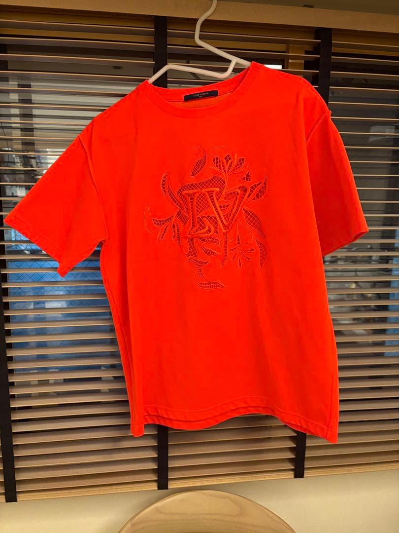 ルイヴィトン　オレンジ メッシュロゴ Tシャツ 半袖