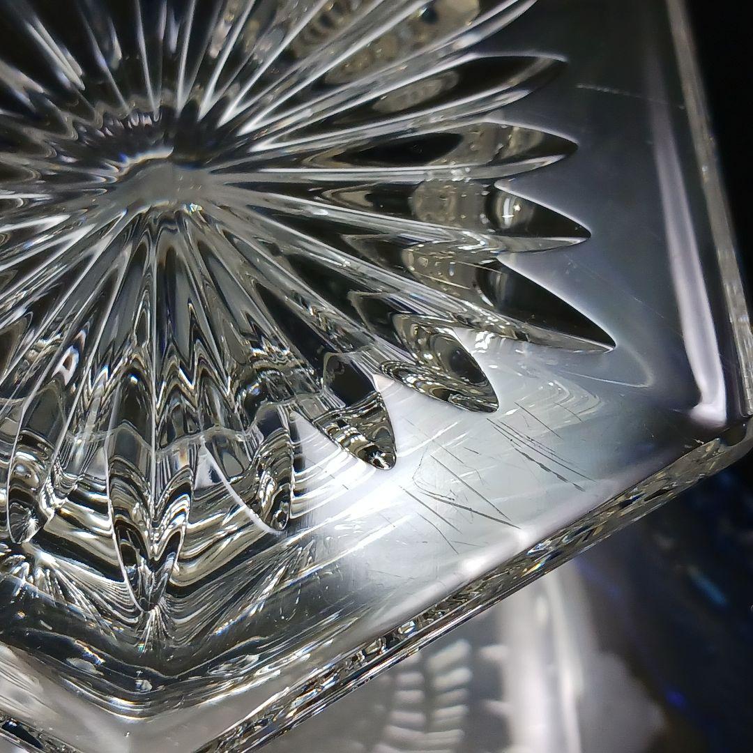 Y2225-1 ドイツ製 ドレスデンクリスタル コンポート ブルー