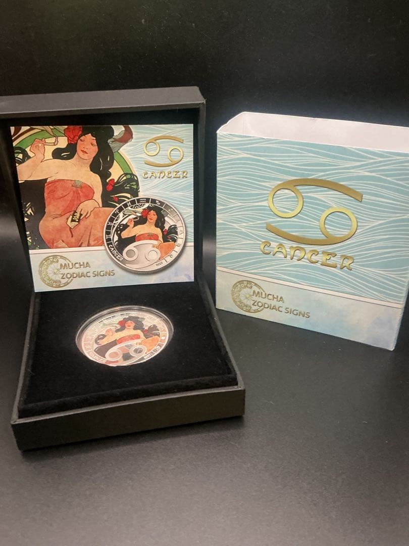 ミュシャ × 黄道十二宮 ― 蟹座、Cancer　銀メッキ付き白銅貨