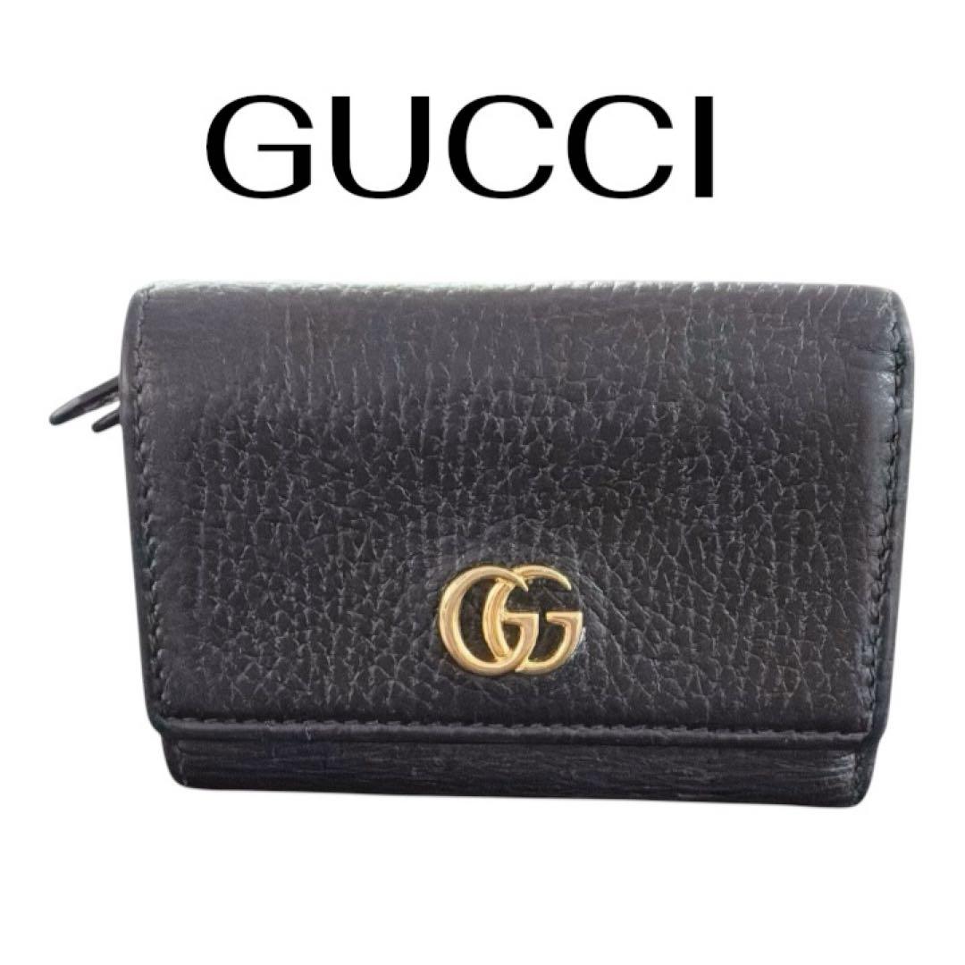 グッチ GUCCI GGマーモント コンパクトウォレットミニ　三つ折り財布レザー