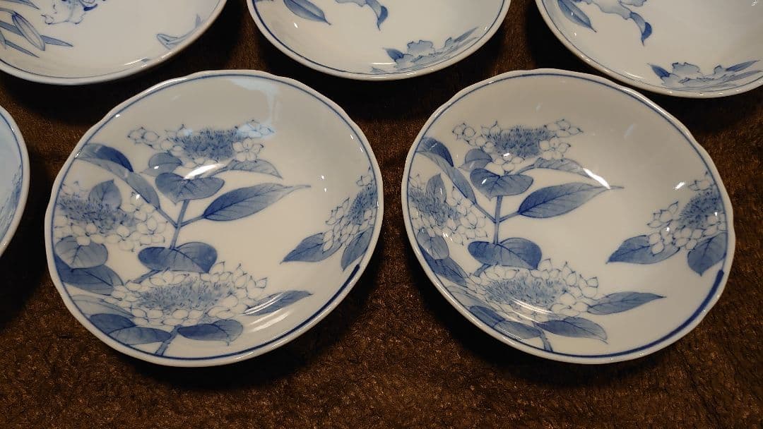 古伊万里　伊万里　染付　華の図　豆鉢　菓子鉢　４種　１０客