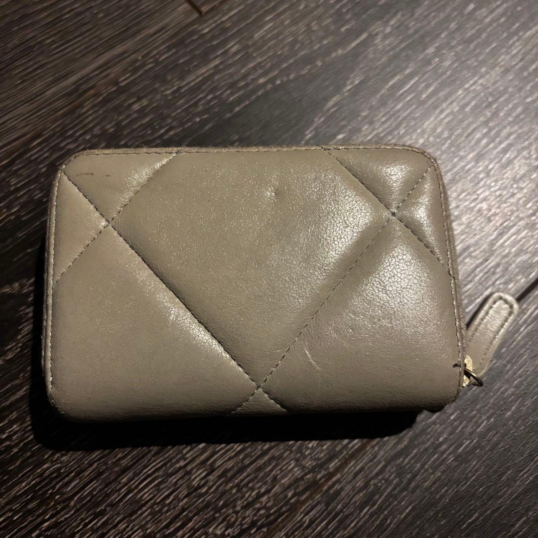 CHANEL ケース パース ラムスキン グレー