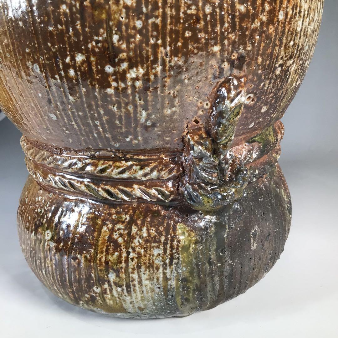 Ｎ４９３　水指　『信楽焼』『杉本忠(瑞峯)造』『胴締水指』　共箱　茶道具