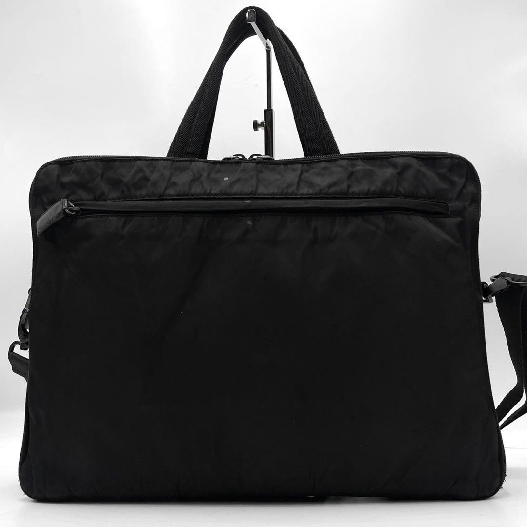 【美品】プラダ 三角ロゴ 2way ビジネスバッグ 斜め掛け プレート ブラック