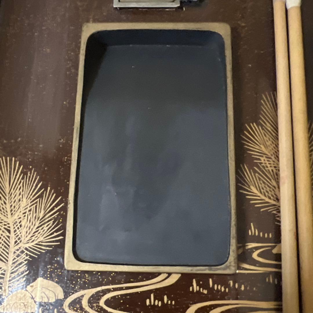 古美術　竹鶴高蒔絵　御硯箱