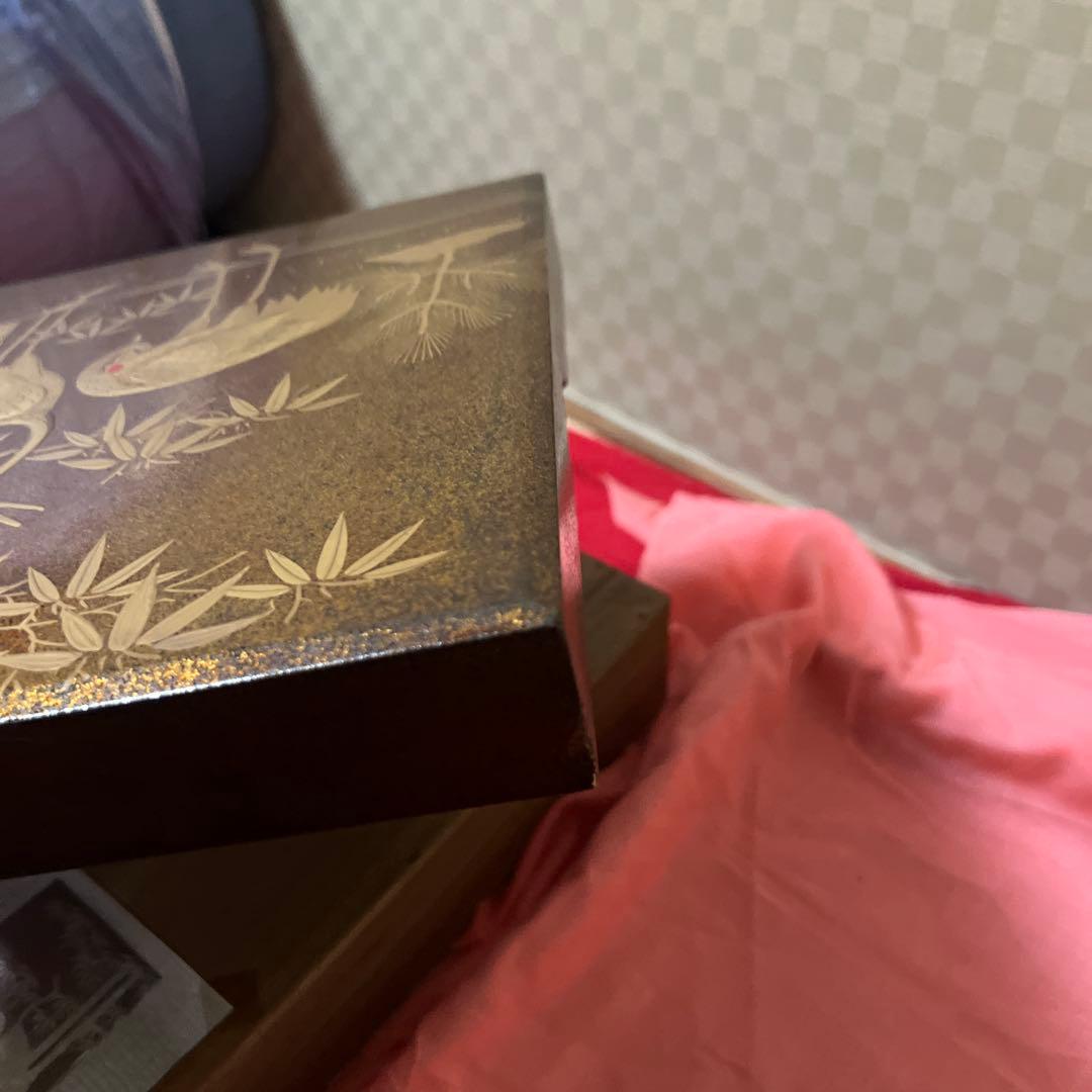古美術　竹鶴高蒔絵　御硯箱