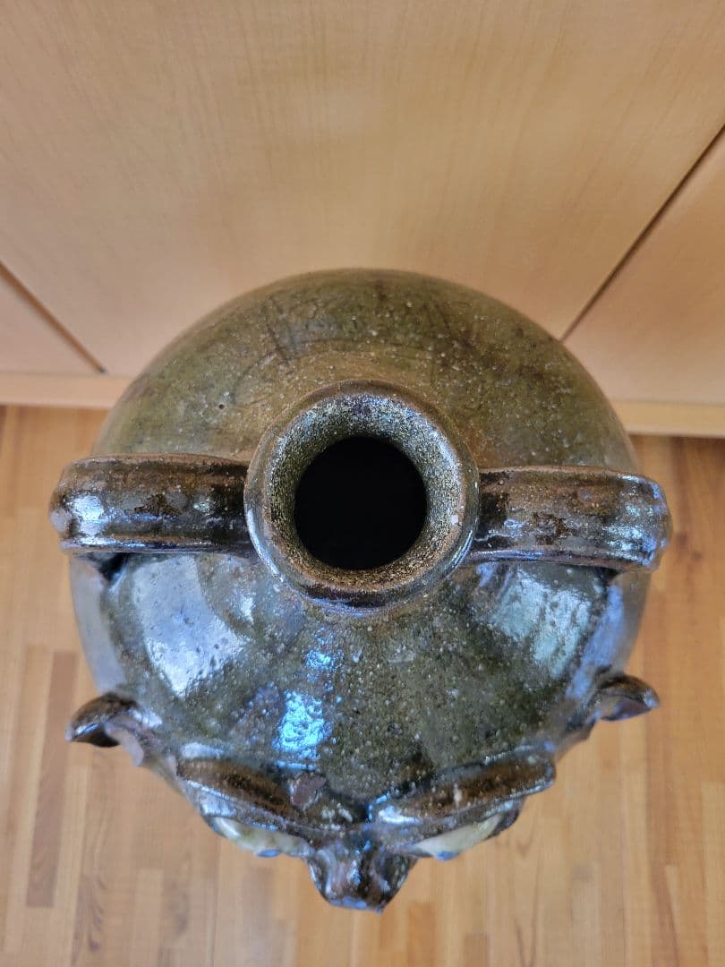 アメリカ南部のフォークアート（民芸） ガラス製の陶器壺 Pottery Jug