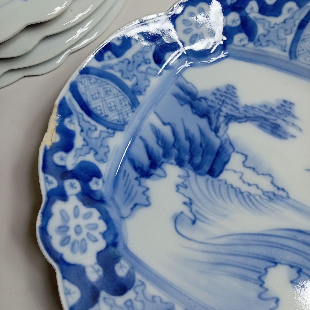 古伊万里　謙　染付　皿5枚　F−284