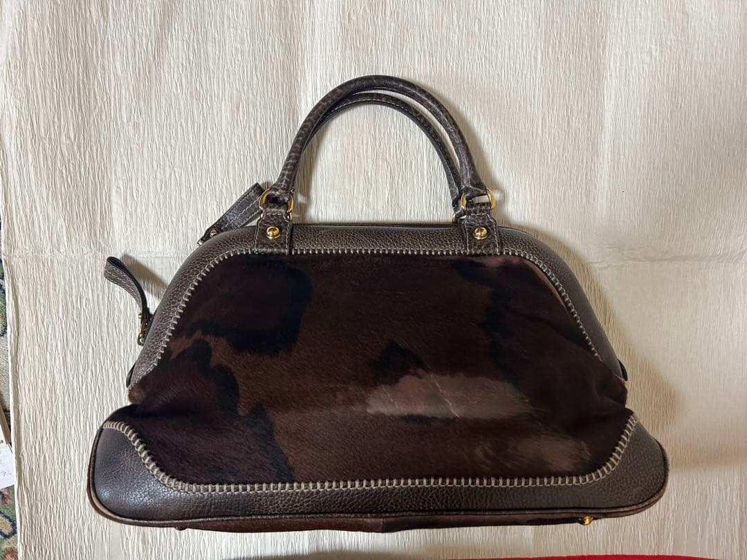 ダークブラウン レザー ハンドバッグ