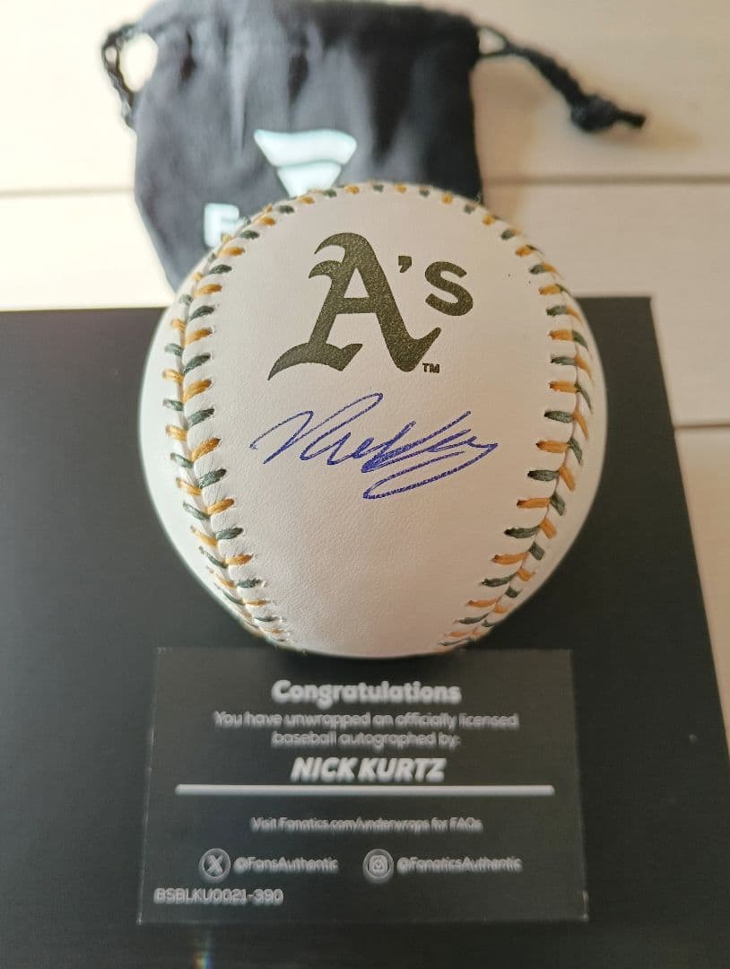 【新人王】ニックカーツ NICK Z 直筆サインボール