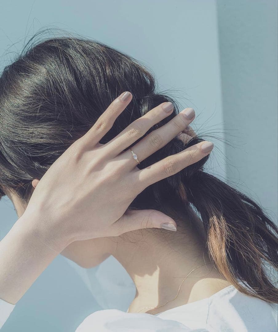 【13号】 ete K10YG ムーンストーン ホワイトトパーズ リング