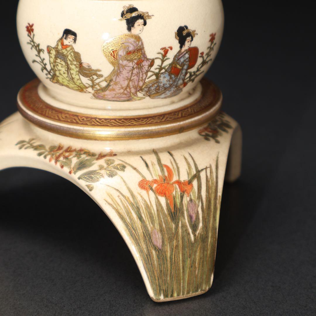 薩摩　雪見灯篭図置物　里帰り　珠山　明治工芸　骨董　6R1578ダN2