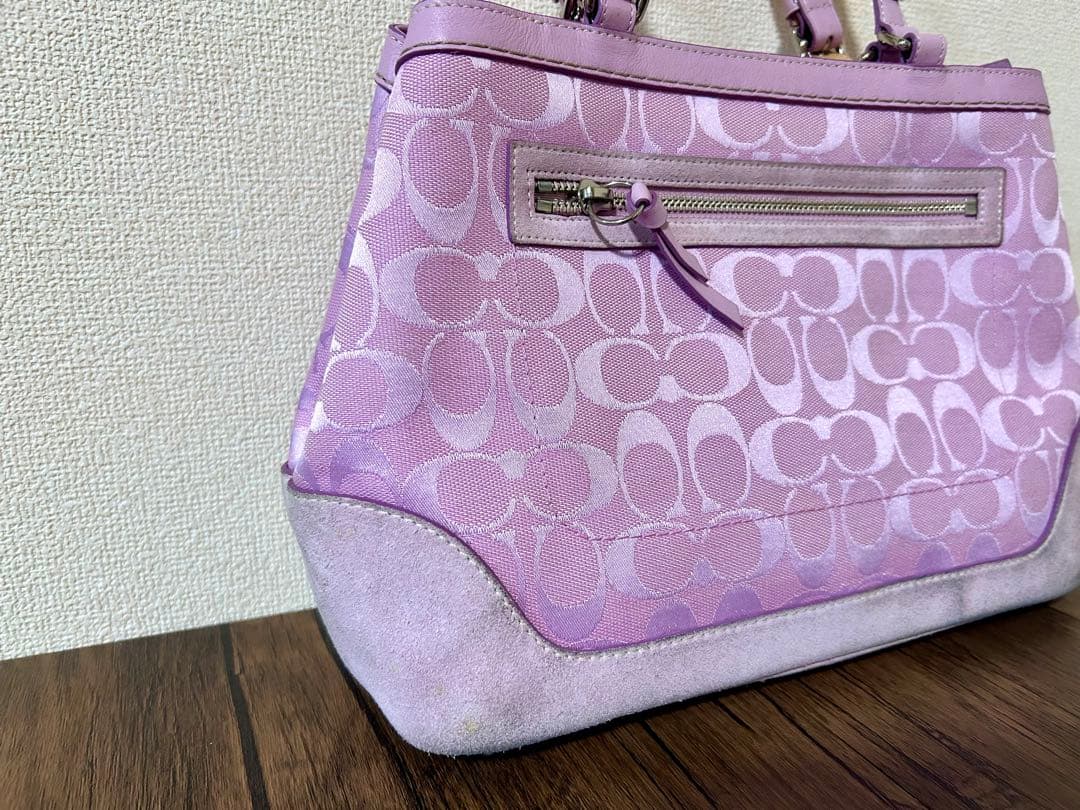 COACH コーチ　ショルダーバッグ　肩掛け　シグネチャー　ピンク　収納袋付き
