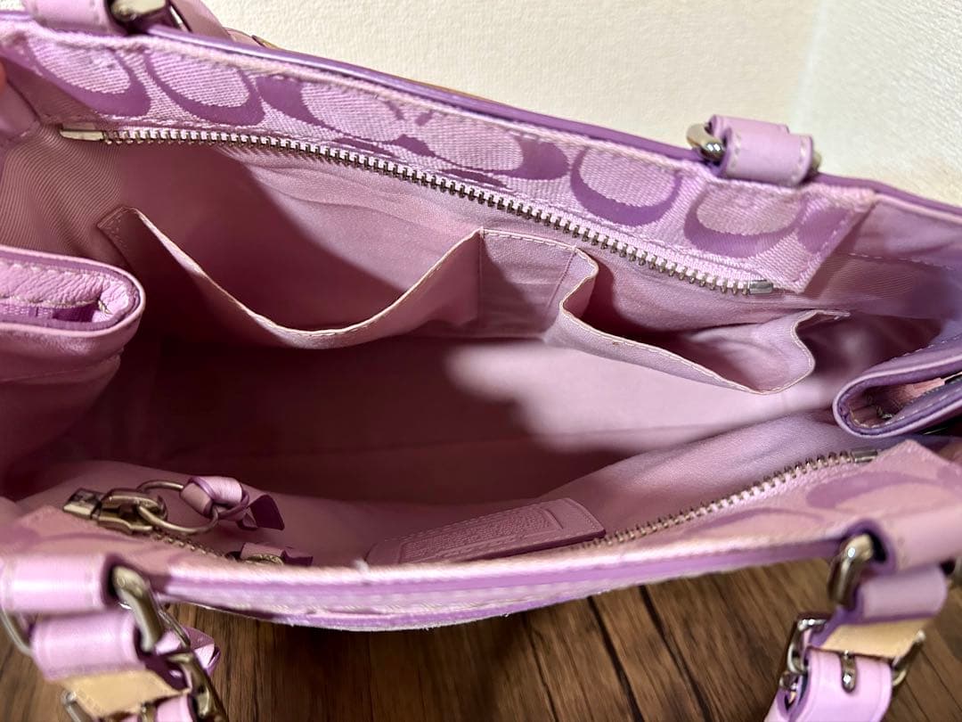 COACH コーチ　ショルダーバッグ　肩掛け　シグネチャー　ピンク　収納袋付き