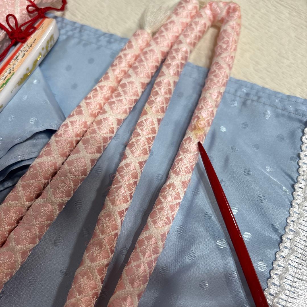 七五三　着物セット　7歳　水色　花柄　ポンポネット