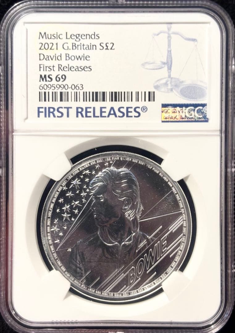 【NGC鑑定MS69】2021年 デヴィッド・ボウイ 2ポンド銀貨 初回発行版