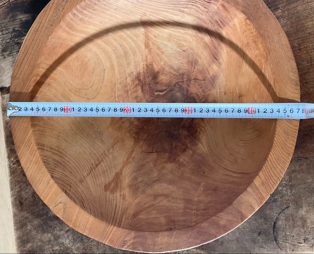欅　無垢材　くりぬき　木鉢　こね鉢　木彫　古道具　径約47cm　約14.3kg