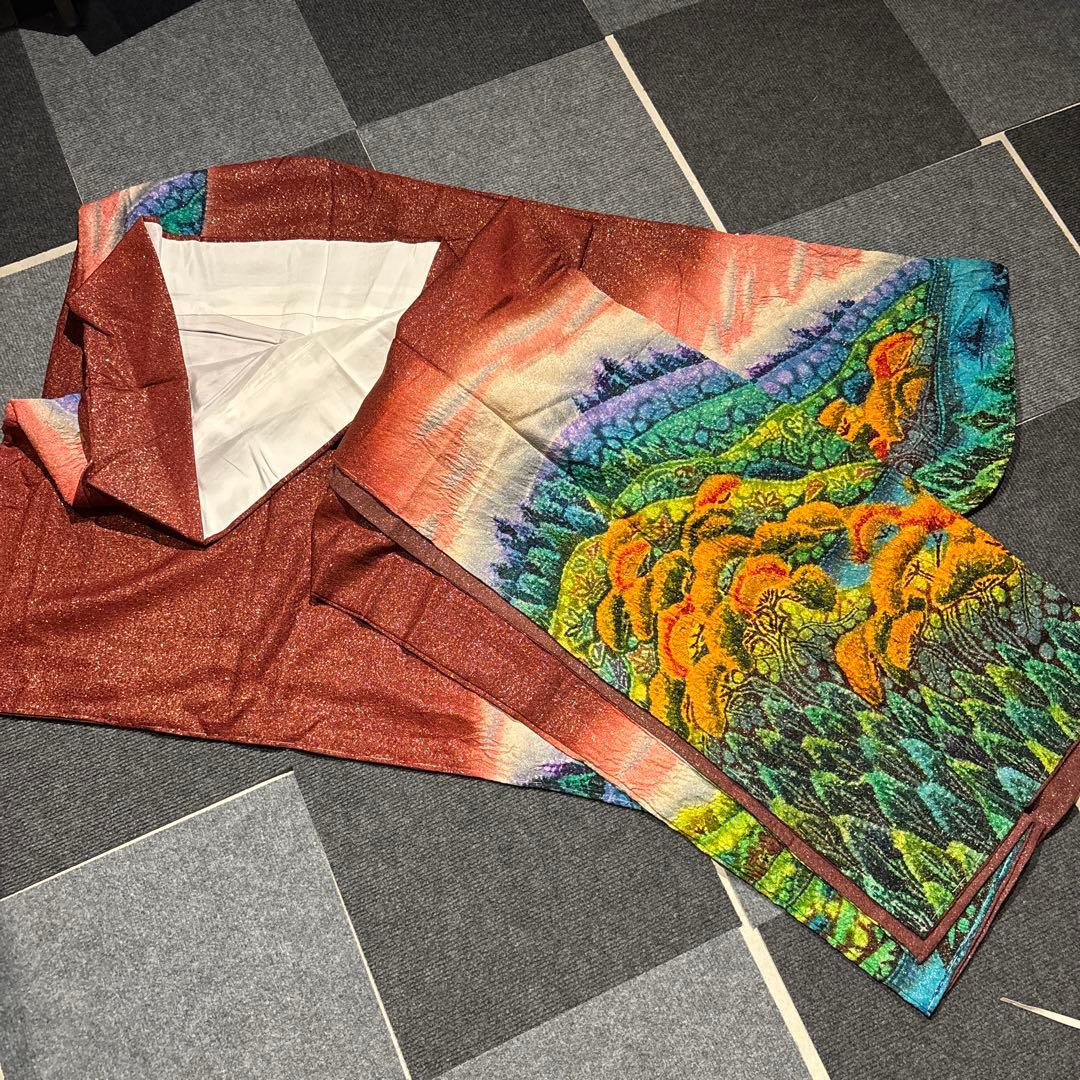 【1/1】振袖（作家物）☆風景画（紅色）