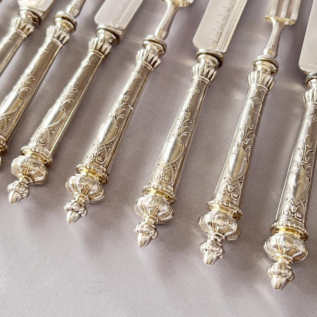 【英国】 デザート/フルーツセット ナイフ/フォーク 12本トレー