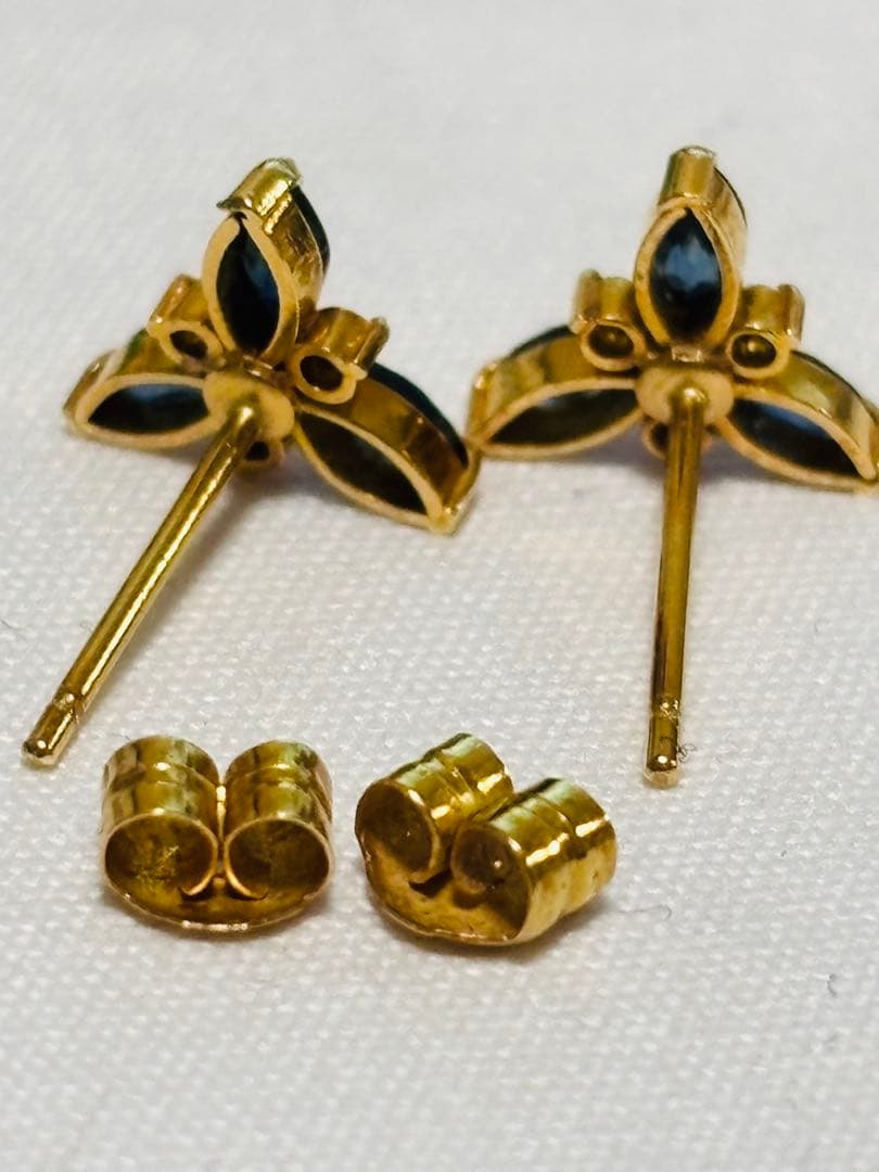 K18 サファイア ダイヤモンド ピアス