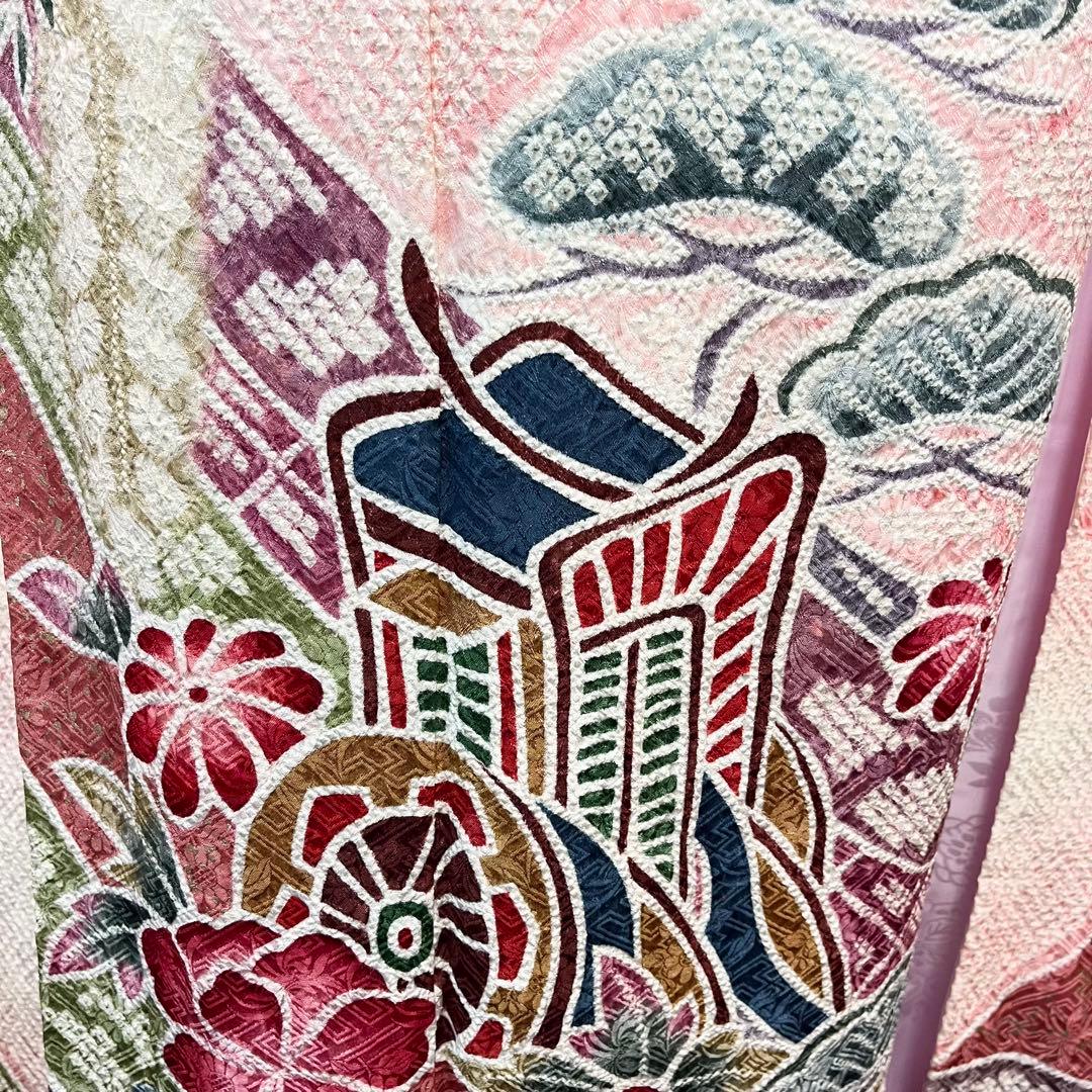 ■逸品■総絞り■古典御所車模様■正絹振袖フルセット■成人式結婚式■振袖一式