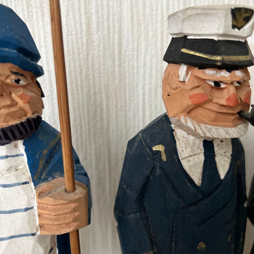 海洋キャラクター 木製彫刻 セット