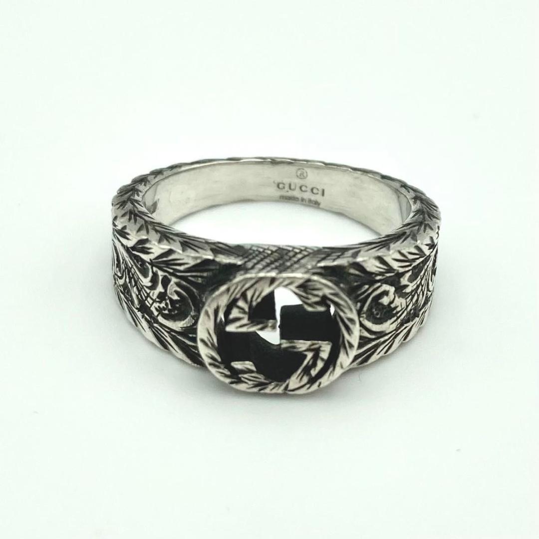 箱付き 保証書 グッチ 指輪 リング インターロッキングG Ag925 9号