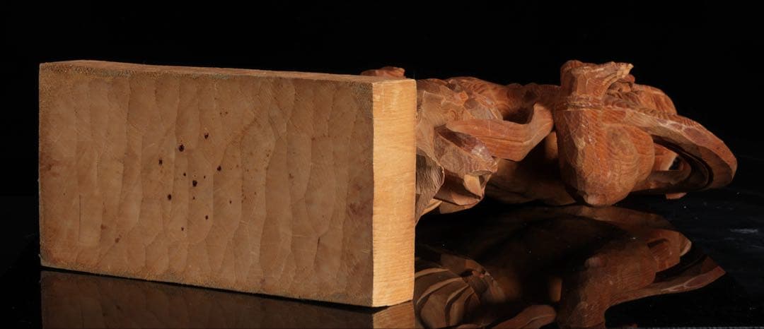 大型 木彫 仁王像 吽形 金剛力士像 62cm 仏像 一刀彫 仏教美術 古美術品