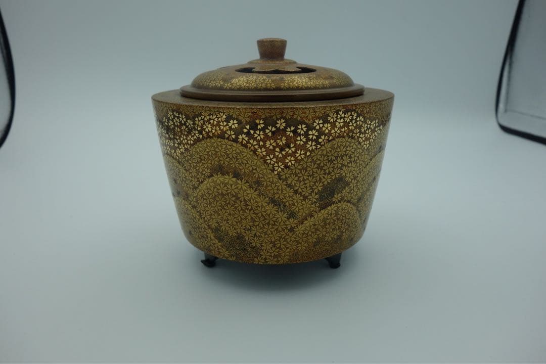 輪島塗　香炉　蒔絵　金箔　吉野桜　慶塚