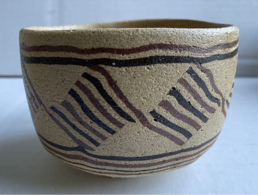 水野双鶴　練込　茶碗