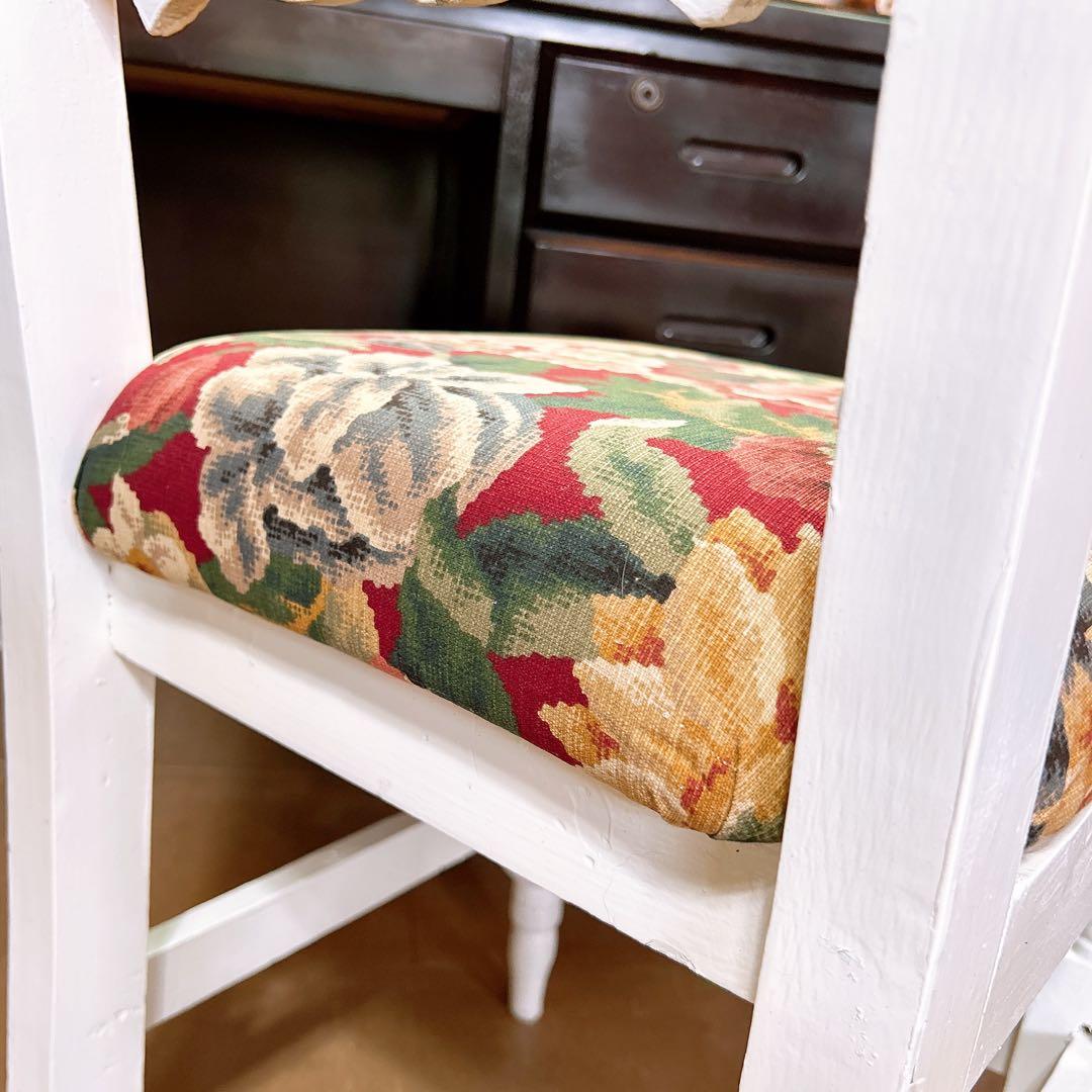 アンティーク商材 ① オールドウッド クッションチェア ウッドスツール 椅子