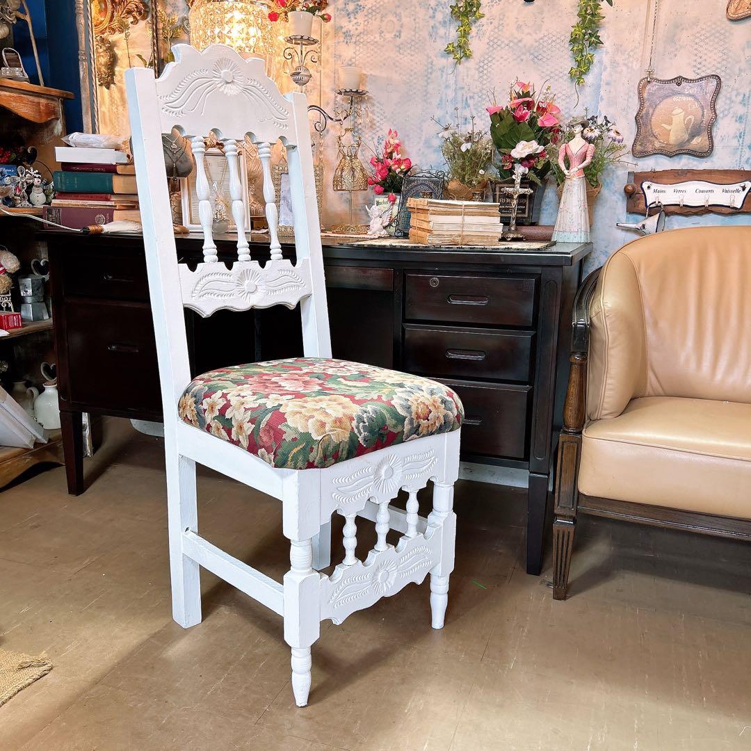 アンティーク商材 ① オールドウッド クッションチェア ウッドスツール 椅子