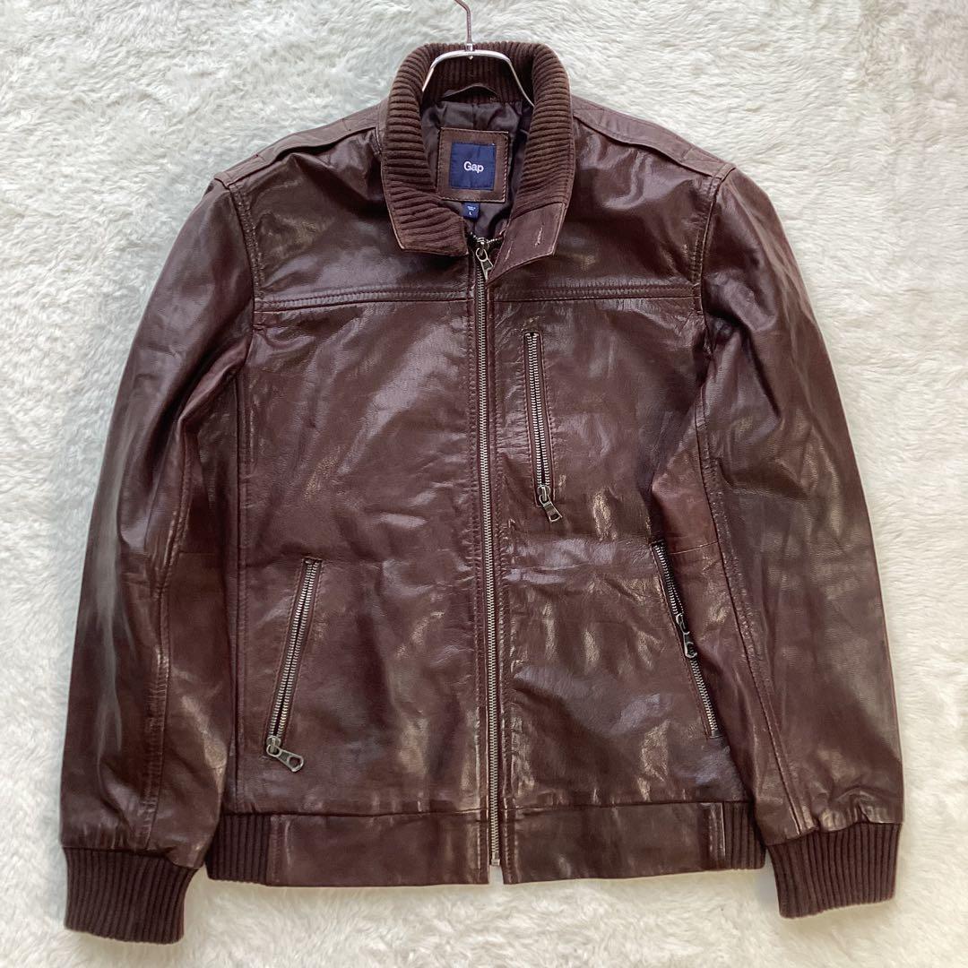 ギャップ　レザージャケット　ブラウン　ヤギ　山羊　ゴートレザー