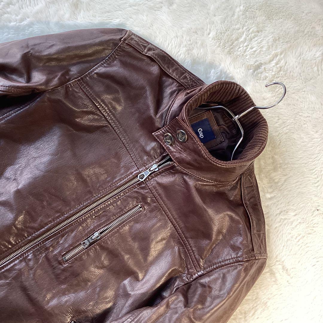 ギャップ　レザージャケット　ブラウン　ヤギ　山羊　ゴートレザー