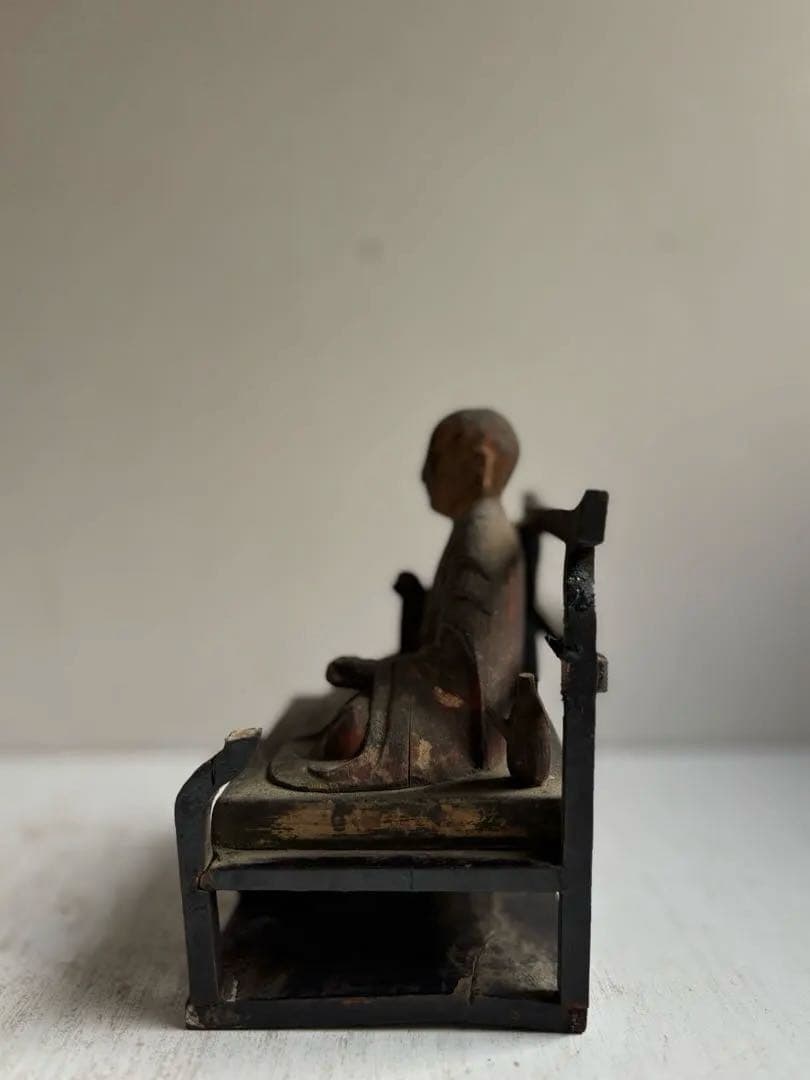 762 骨董 アンティーク 古道具 古い仏像 坐像 木彫 仏教美術 民芸