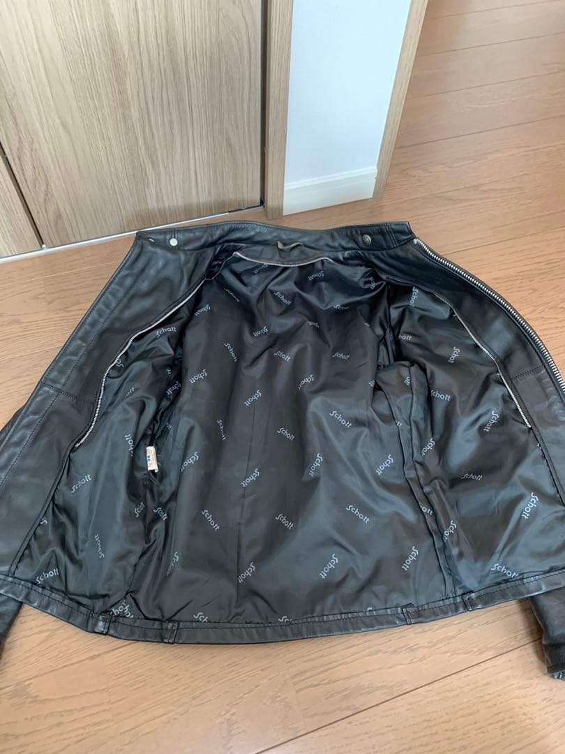 schott641spブラックレザーシングルライダースジャケットショット