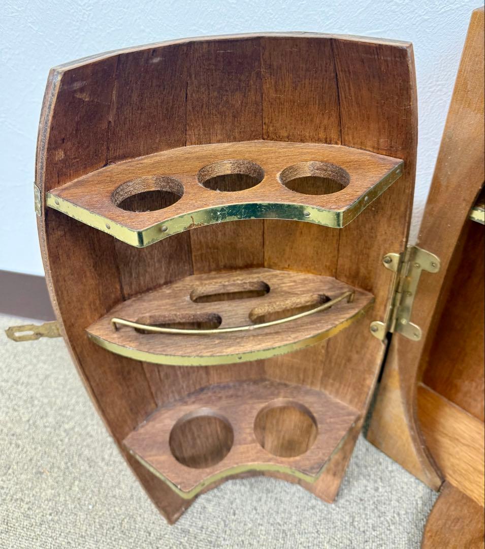 レア✨ヴィンテージ☆樽型 ワインラック＆キャビネット　 木製　グラス入れ 飾棚