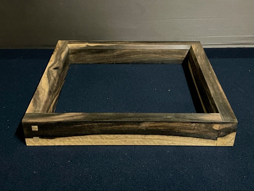 割引‼️【美品】「母」 銘木 黒柿 炉縁 渡邉 可映 共箱 茶道具 （1125B）