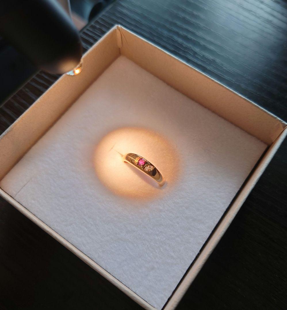 a*！様 K18 ゴールド リング 約8号　シンプル ルビー？ダイヤ？付き レト