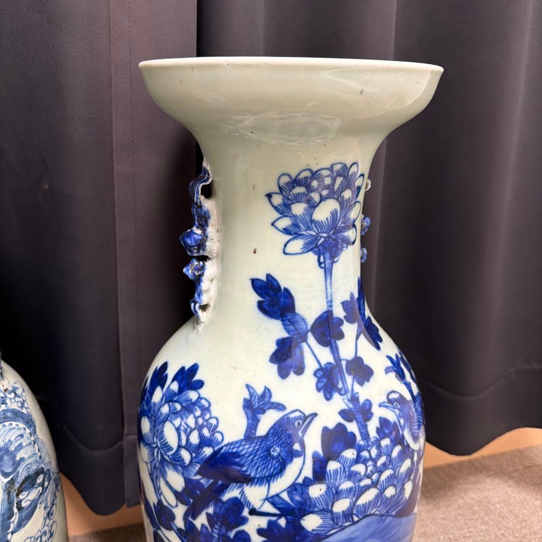 染付花瓶　二個セット　骨董品　アンティーク　中国　古い
